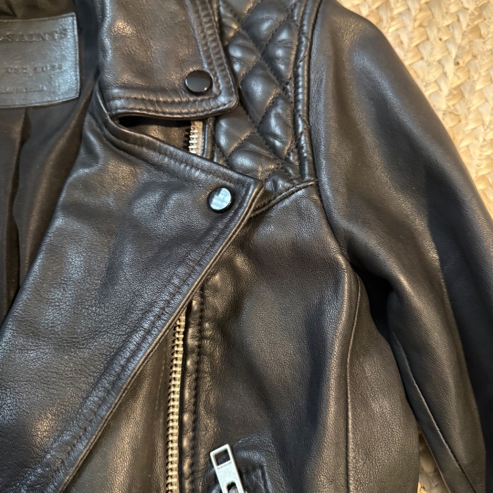 All Saints Conroy Leather Jacket XS /2 Brand new - Picture 6 of 13